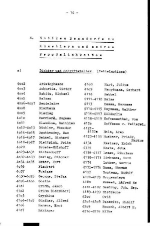 8. Notizen Benndorfs zu Künstlern und anderen Persönlichkeiten