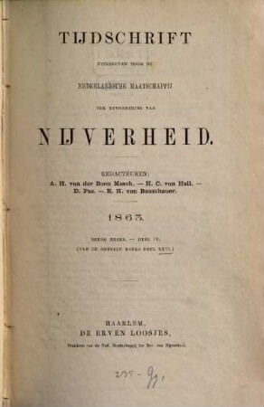Tijdschrift. 26. 1863 = Reeks 3, Deel 4