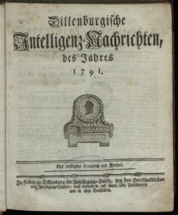 1791: Dillenburgische Intelligenz-Nachrichten, des Jahres 1791