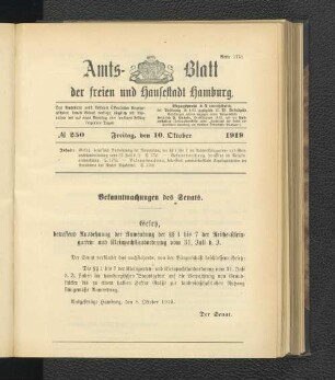 No.250, Freitag, den 10. Oktober 1919