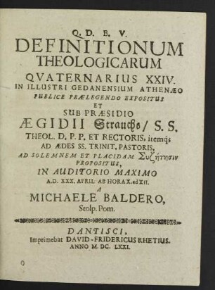 Definitionum Theologicarum Quaternarius XXIV.