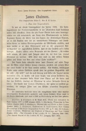 James Chalmers. Eine biographische Skizze