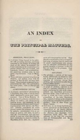 An index to the principal matters