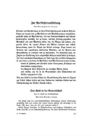 Das Kind in der Gemeinschaft : aus der Praxis des Werkunterrichts