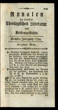 Vierzehnte Woche
