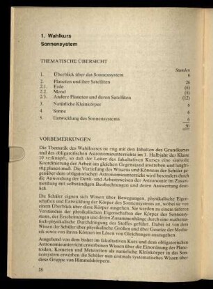 1. Wahlkurs Sonnensystem