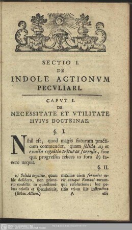 Sectio I. De Indole Actionum Peculiari