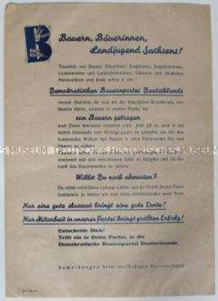 Propagandaflugblatt der DBD Sachsen mit Mitgliederwerbung
