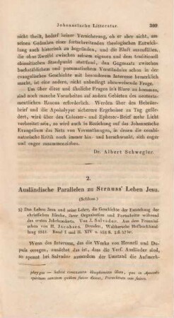 309-334 Ausländische Parallelen zu Strauss' Leben Jesu : (Schluss)