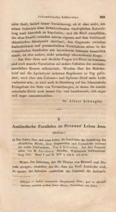 309-334 Ausländische Parallelen zu Strauss' Leben Jesu : (Schluss)