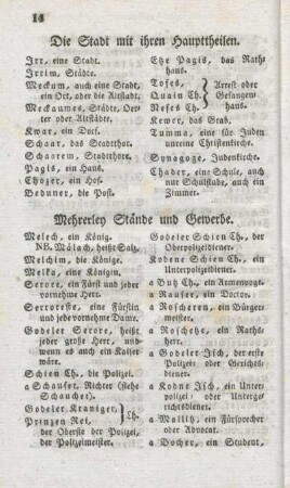 Mehrerley Stände und Gewerbe.