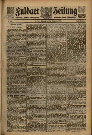 Erste Ausgabe vom Mittwoch, den 22. September 1909.