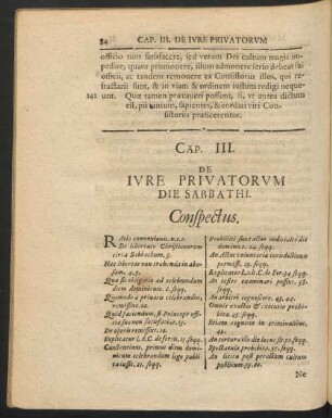 Cap. III. De Ivre Privatorvm Die Sabbathi.