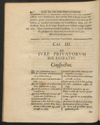 Cap. III. De Ivre Privatorvm Die Sabbathi.