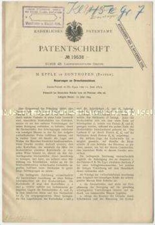 Patentschrift einer Neuerung an Dreschmaschinen, Patent-Nr. 19538
