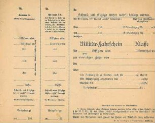 Leeres Formular eines Militär-Fahrscheins