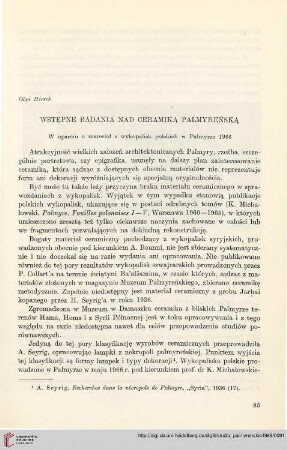 3: Wstępne badania nad ceramiką palmyreńską : w oparciu o material z wykopalisk polskich w Palmyrze 1966