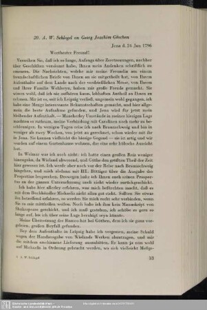 August Wilhelm von Schlegel an Georg Joachim Göschen, Jena, 24.06.1796
