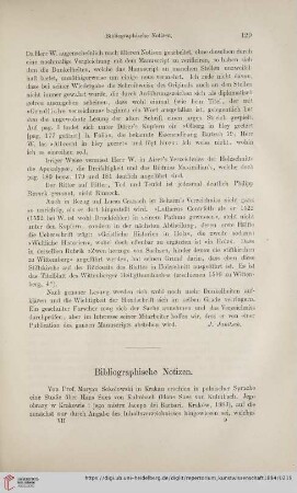 Bibliographische Notizen