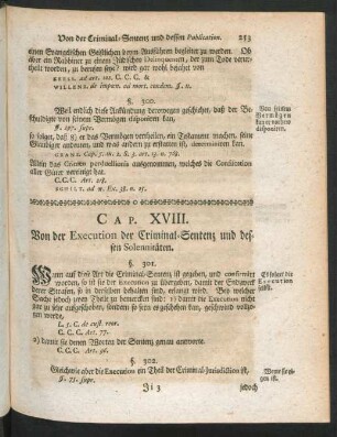 Cap. XVIII. Von der Execution der Criminal-Sentenz und dessen Solennitäten.
