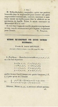 Méthode métamorphique par rayons vecteurs réciproques.