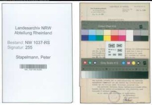 Entnazifizierung Peter Stapelmann , geb. 04.04.1905 (Landgerichtsrat)