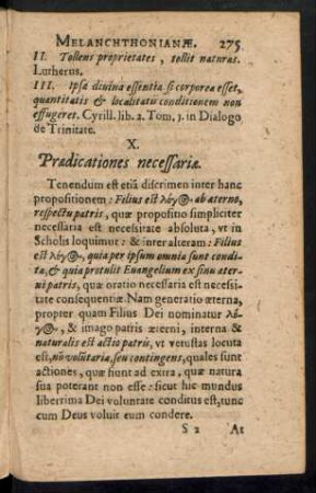 X. Praedicationes necessariae.