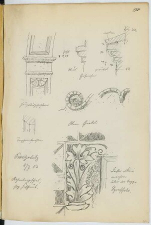 Wohnhaus, Prachatitz: Details (aus: Skizzen- und Fotoalbum 21)