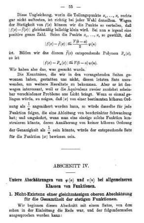 1. Nicht-Existenz einer gleichmässigen oberen Abschätzung für die Gesamtheit der stetigen Funktionen.