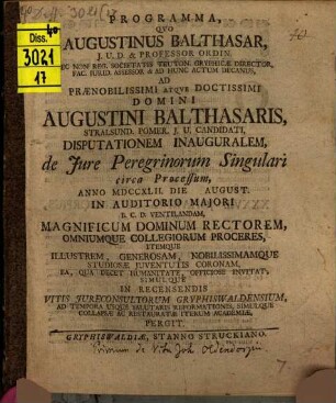 Programma quo ... in recensendis vitis iureconsultorum Gryphiswaldensium ad tempora usque salutaris reformationis, simulque collapsae ac restauratae iterum academiae pergit
