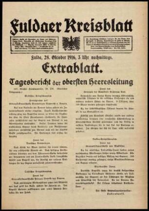 Ausgabe vom Samstag, den 28. Oktober 1916.