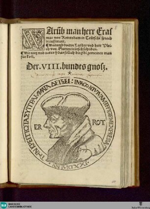 8: Waru[m]b man herr Erasmus von Roterodam in Teütsche sprach transferiert