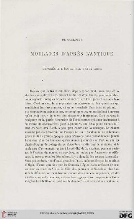 12: De quelques moulages d'après l'antique exposés à l'École des Beaux-Arts