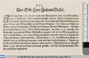 [Johann Welfer; Iohannes Velser.]