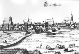 Greifswald. Stadtansicht mit Bockmühlen, 1652, Ausschnitt
