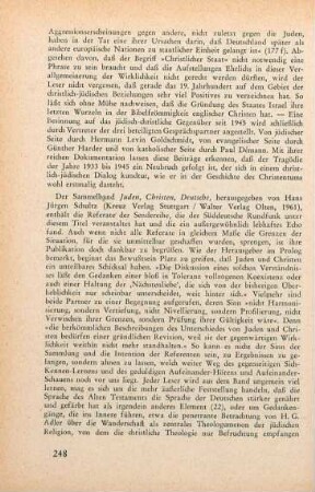 248-249 [Rezension] Juden, Christen, Deutsche