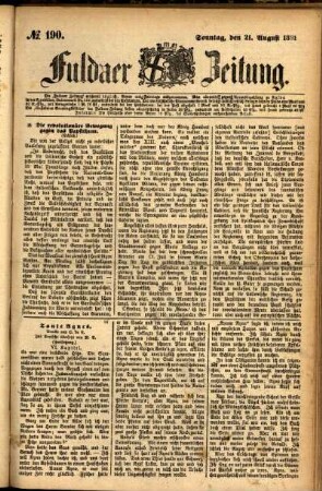 Ausgabe vom Sonntag, den 21. August 1881.