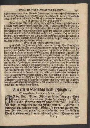 Am ersten Sonntag nach Pfingsten / Evangelium Lucae am 6. Cap. v. 36.