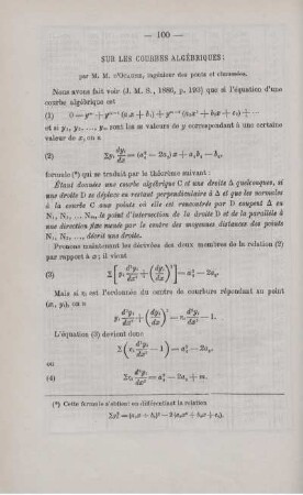 SUR LES COURBES ALGÉBRIQUES.