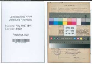 Entnazifizierung Karl Posteher , geb. 08.05.1902 (Kaufmann)