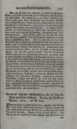 Grundriß nützlicher Wissenschaften für die Jugend.