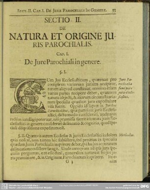 Sectio II. De Natura Et Origine Juris Parochialis