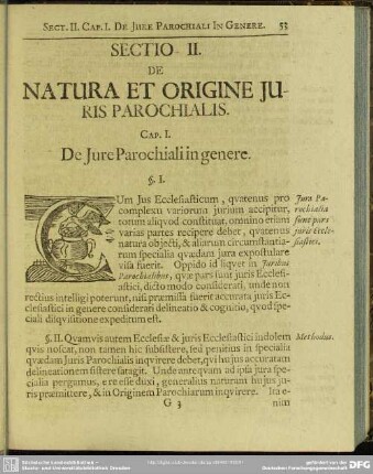 Sectio II. De Natura Et Origine Juris Parochialis