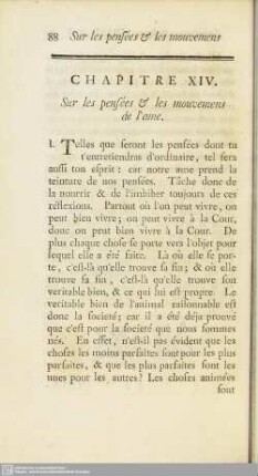 Chapitre XIV. Sur les pensées & les mouvemens de l'ame