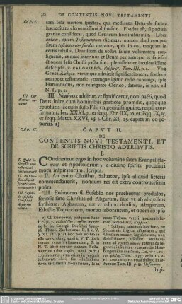 Caput II. De contentis Novi Testamenti, et de scriptis Christo adtributis