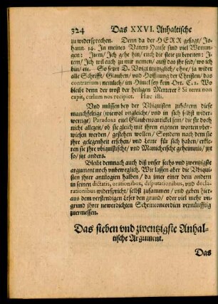 Das sieben und zwentzigste Anhaltische Argument.