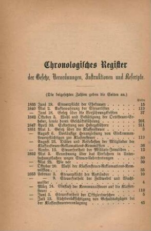 Chronologisches Register der Gesetze, Verordnungen, Instruktionen und Rescripte.