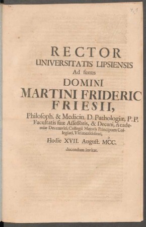 Rector Universitatis Lipsiensis ...