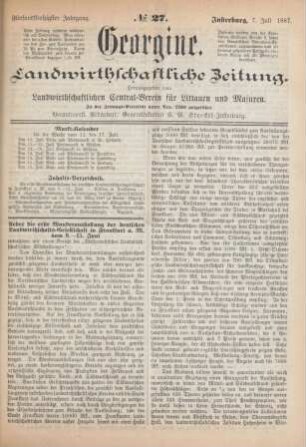 Fünfundfünfzigster Jahrgang. No. 27. Insterburg, 7. Juli 1887.