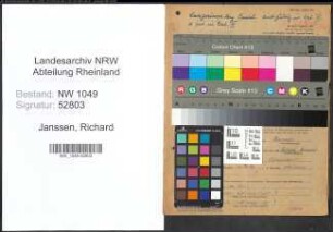 Entnazifizierung Richard Janssen , geb. 20.08.1907 (Kaufmaennischer Angestellter)